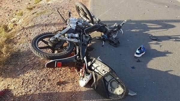 "الموتوسيكل بعد الحادث المميت في بندر قنا"